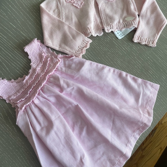 Baby girl Mayoral Pink Knit Dress and Cardigan Ensemble - Picture 1 of 13